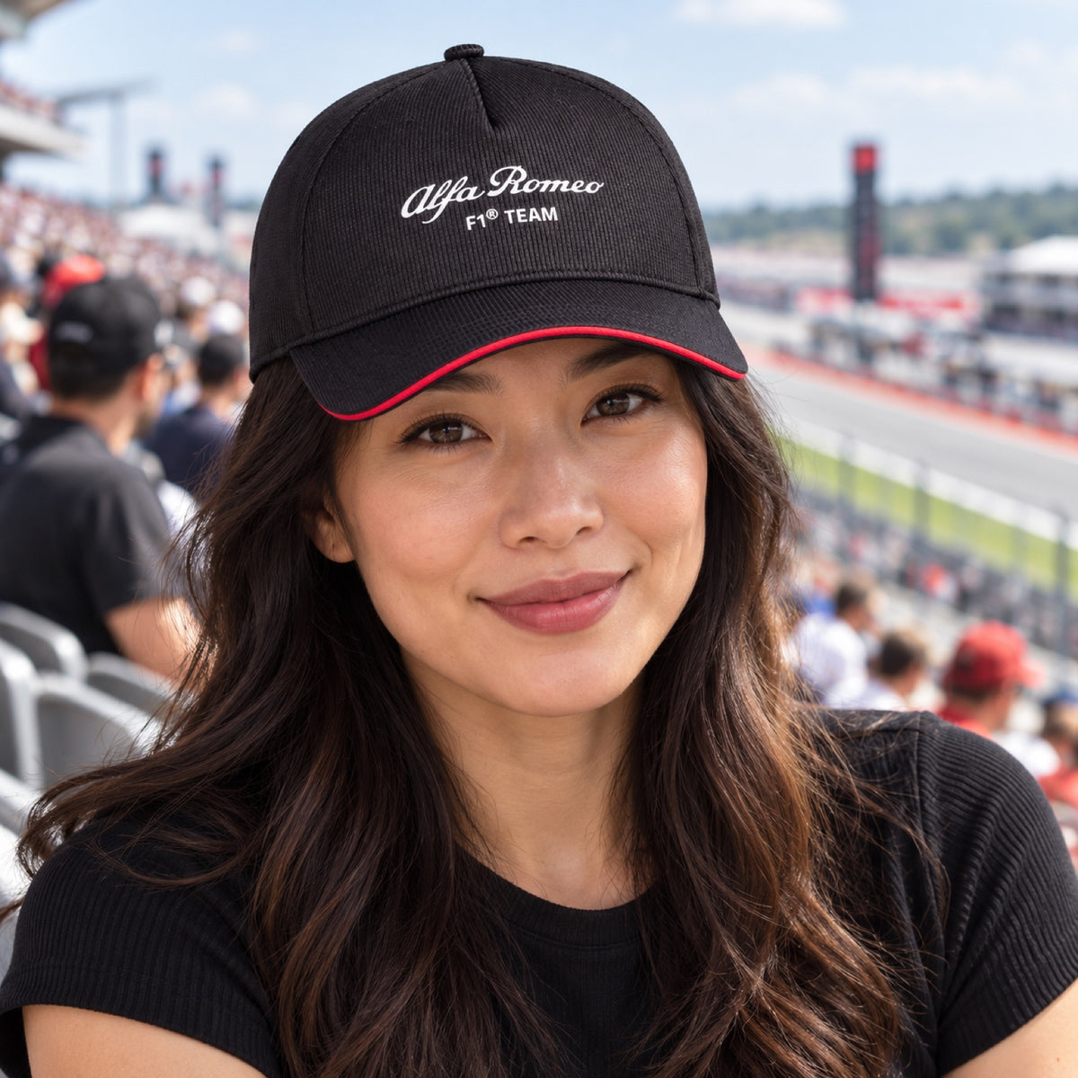Alfa Romeo F1 Team Curved Peak Cap – Black – illustrative photo (AI)