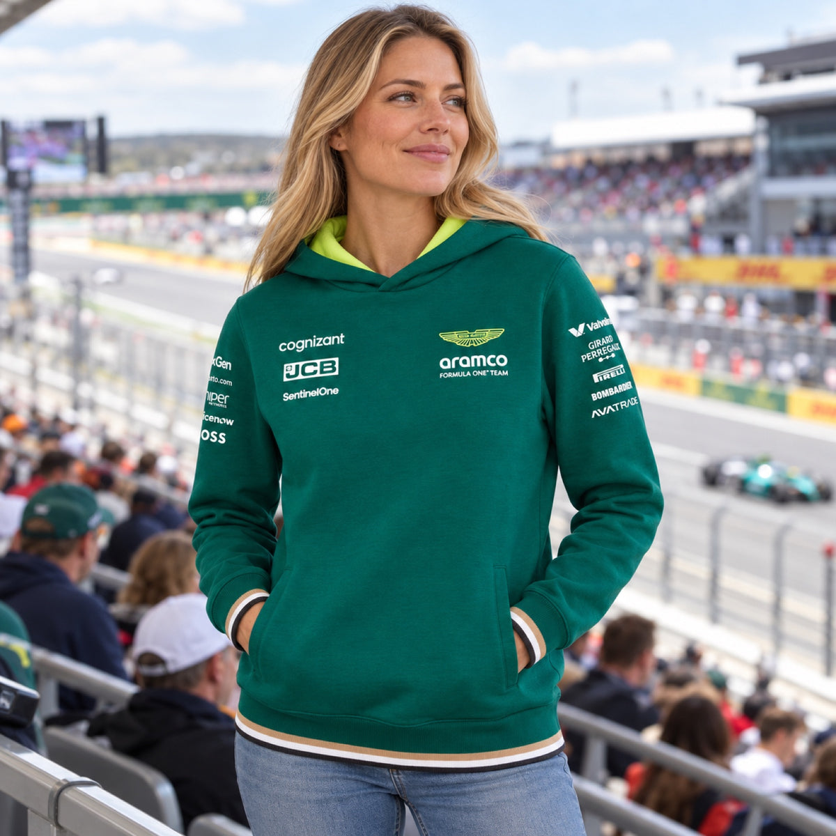 Hanorac de echipă Aston Martin F1 Team – verde – fotografie ilustrativă (AI)