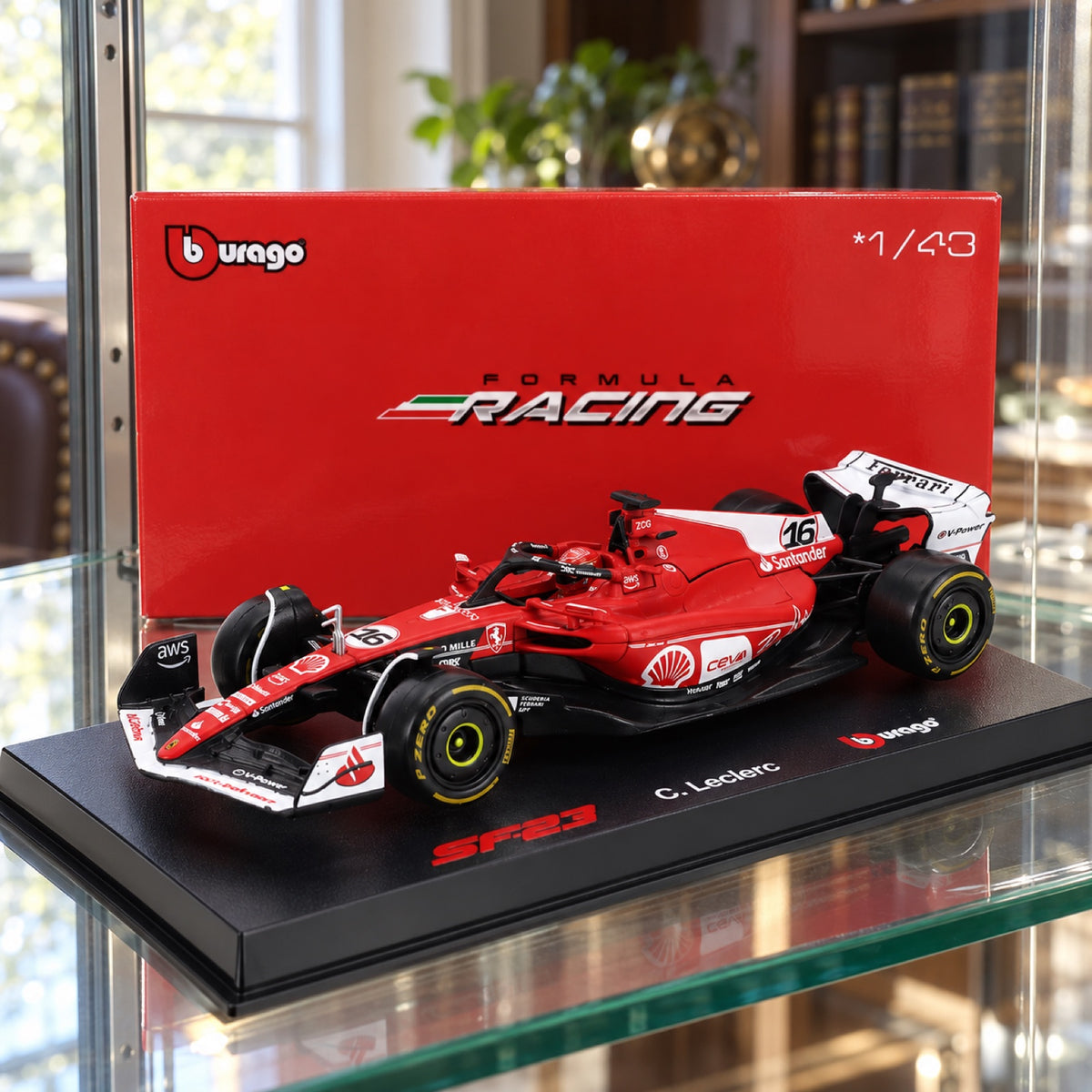Machetă Scuderia Ferrari SF-23 BBurago #16 Leclerc Las Vegas 2023 1:43 Signature – fotografie ilustrativă (AI)