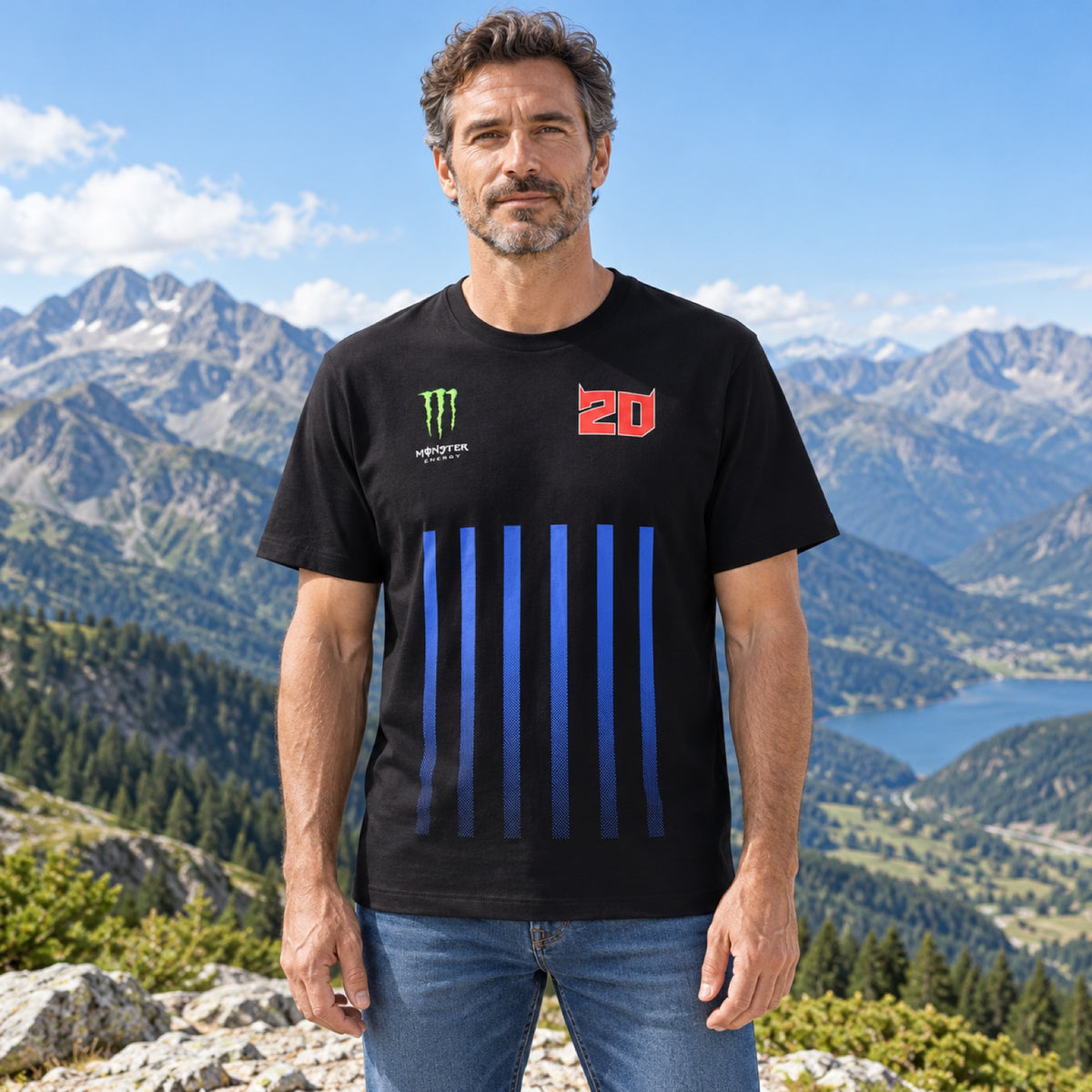 Tricou Fabio Quartararo Monster Energy Stripes – negru – fotografie ilustrativă (AI)