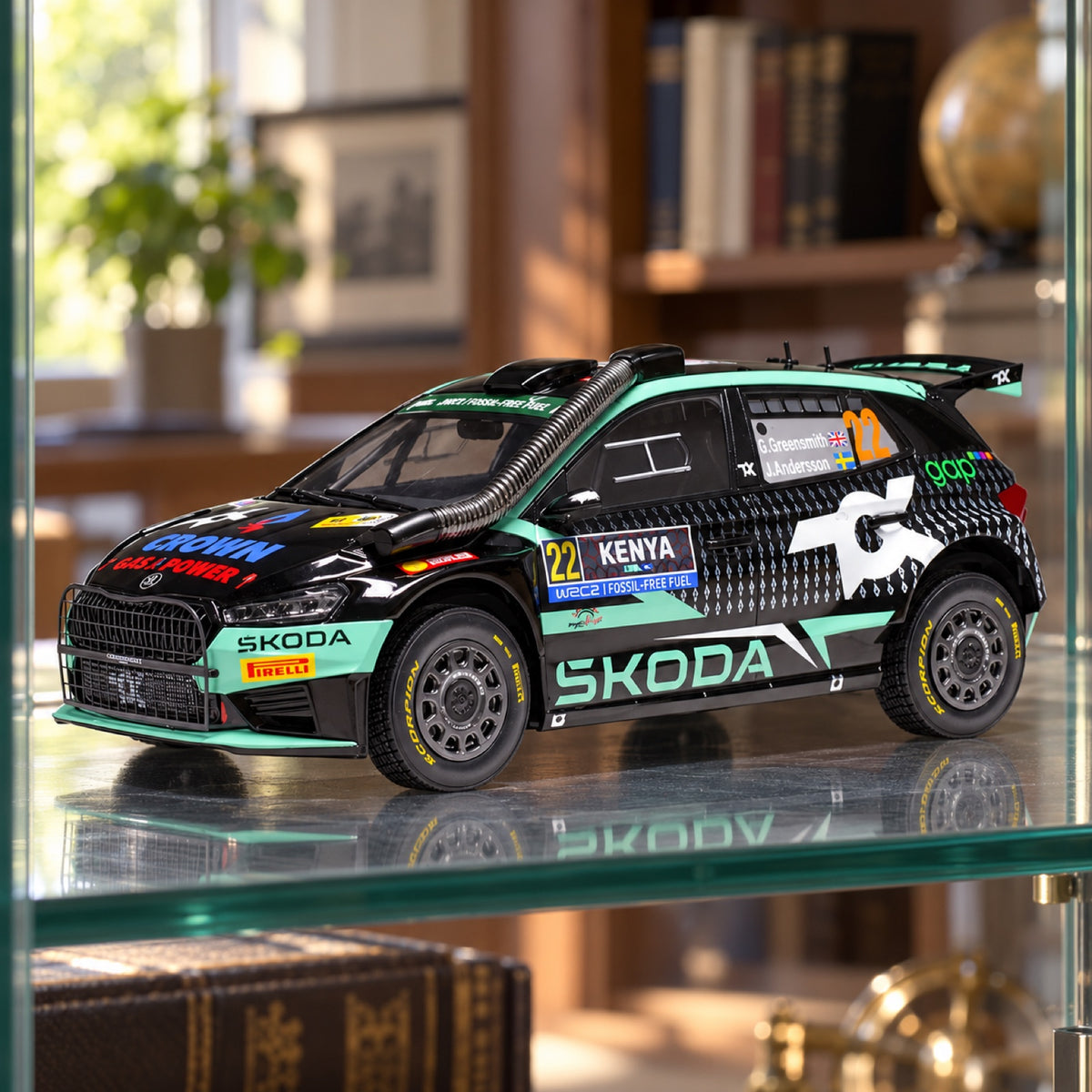 Machetă Škoda Fabia Rally2 – WRC Safari Rally Kenya 2024 #22 – IXO – fotografie ilustrativă (AI)