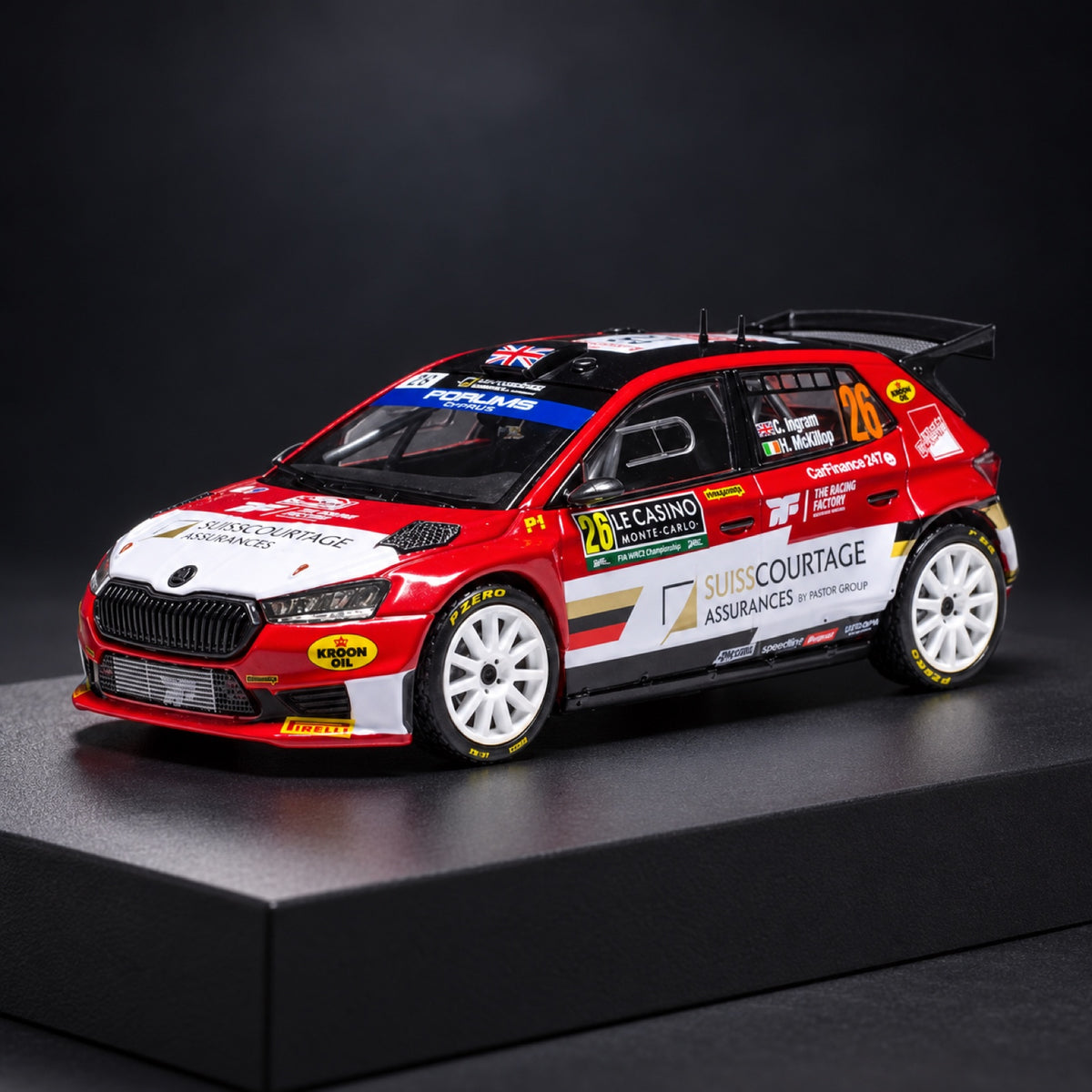 Machetă IXO Škoda Fabia Rally2 2024 No. 26 C. Ingram – Rallye Monte Carlo – fotografie ilustrativă (AI)