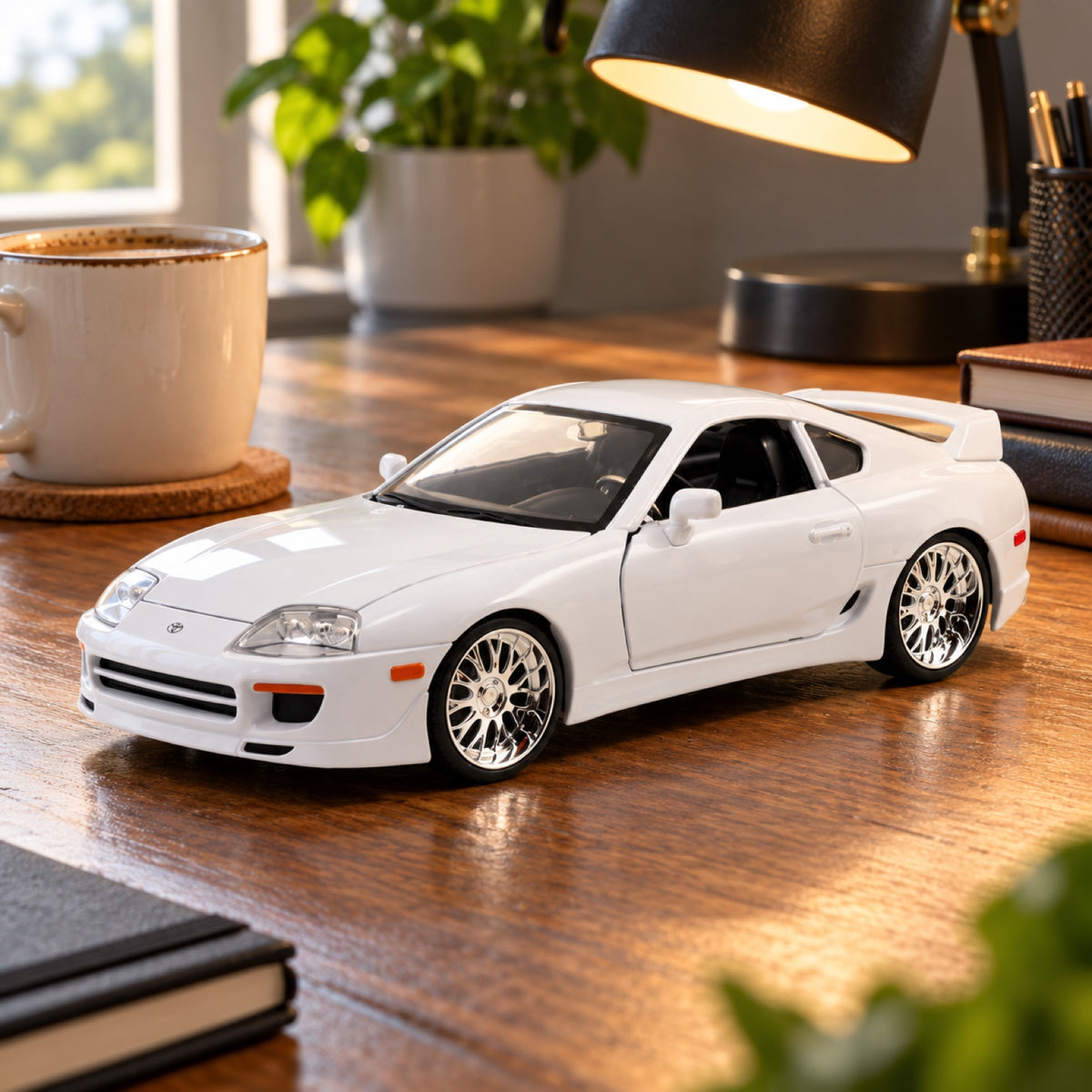 Machetă Fast & Furious Toyota Supra 1995 1:24 – albă – fotografie ilustrativă (AI)