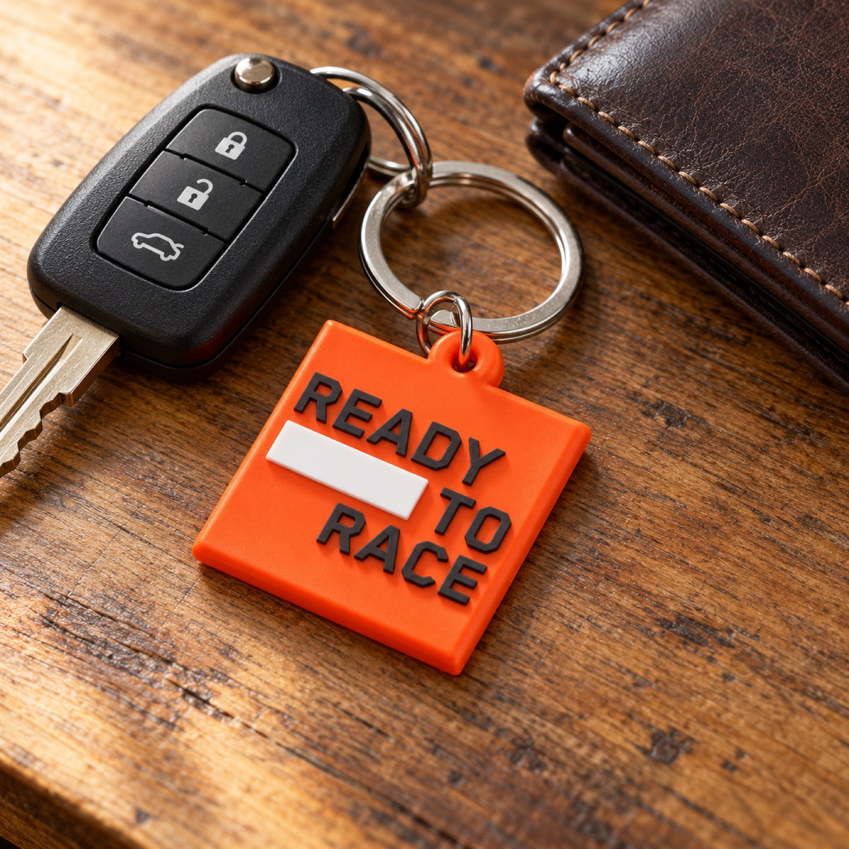 KTM Racing Ready To Race Keyring with Logo – Orange – illustrative photo (AI)