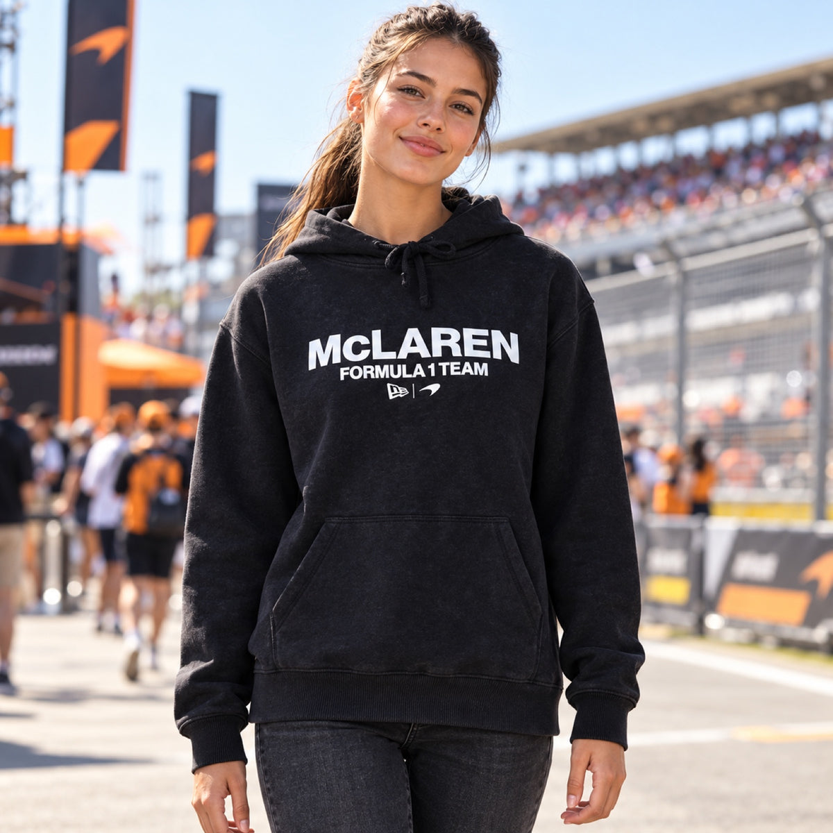 McLaren F1 New Era Wordmark Casual Hoodie – Black – illustrative photo (AI)