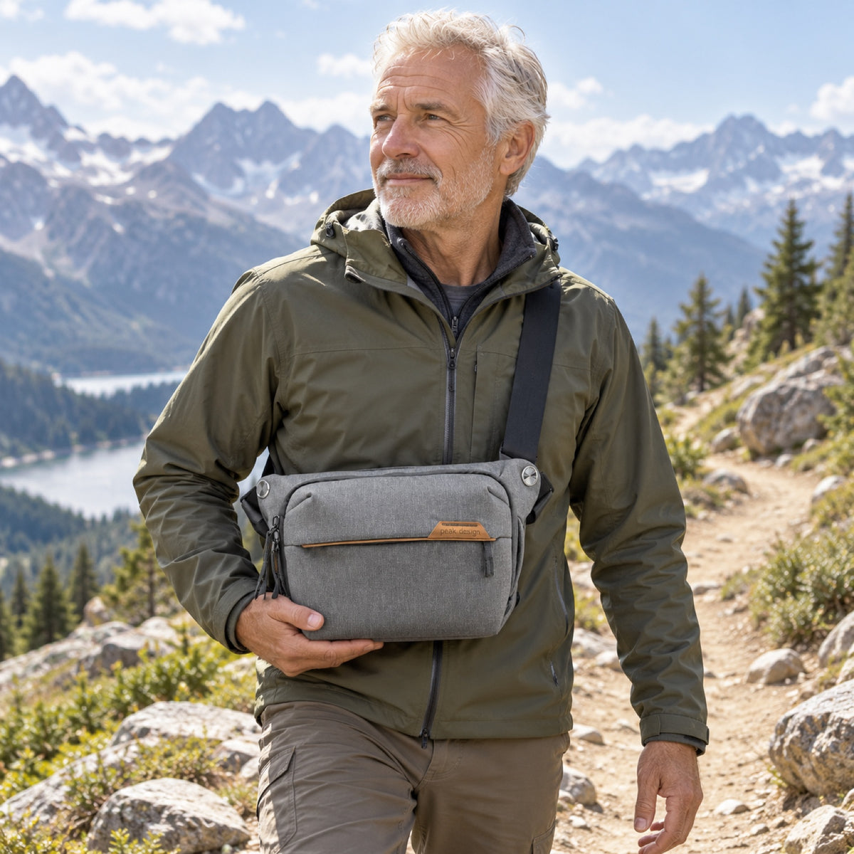 Peak Design Everyday Sling 6L v2 – Ash – fotografie ilustrativă (AI)