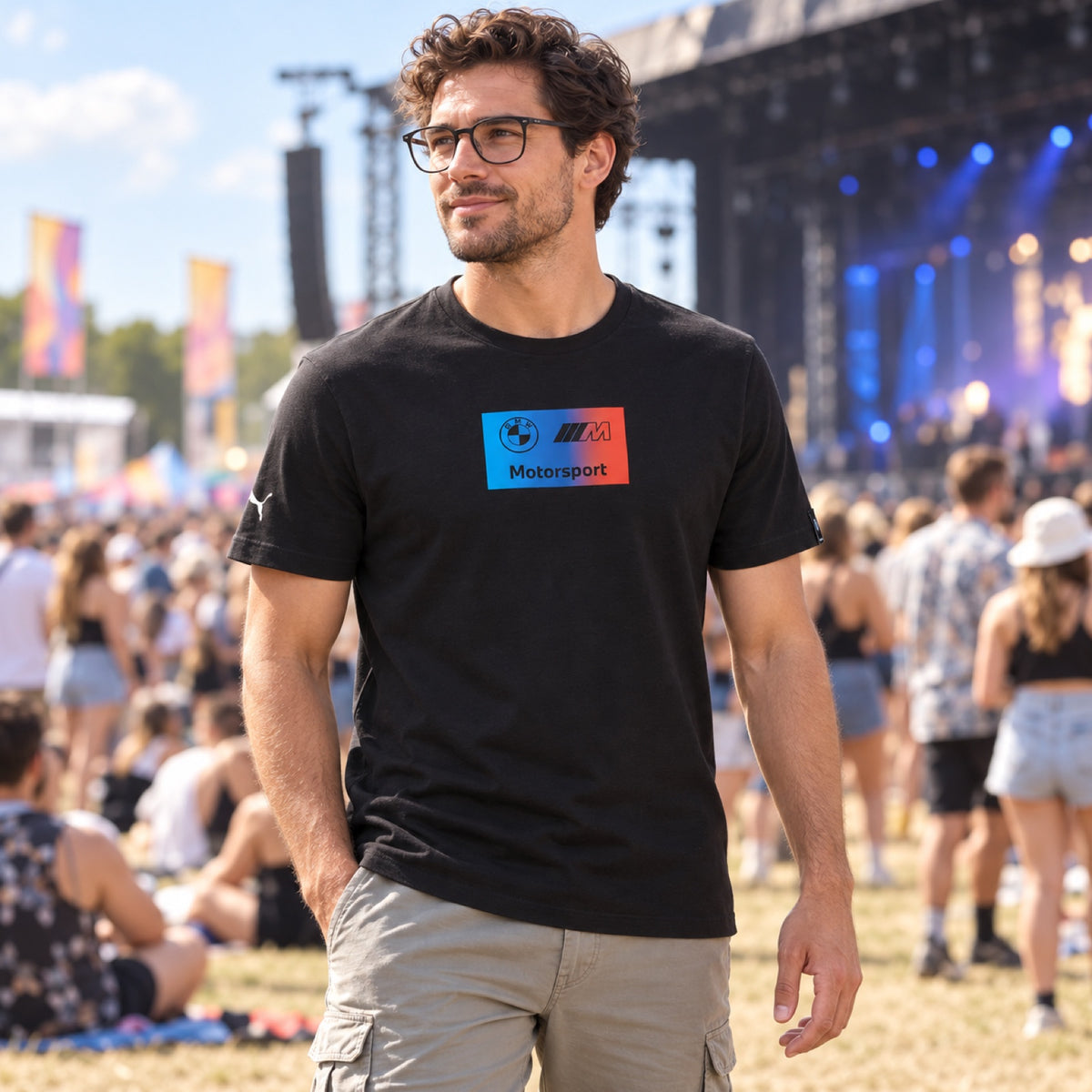 Tricou BMW Motorsport cu logo BMW M – negru – fotografie ilustrativă (AI)