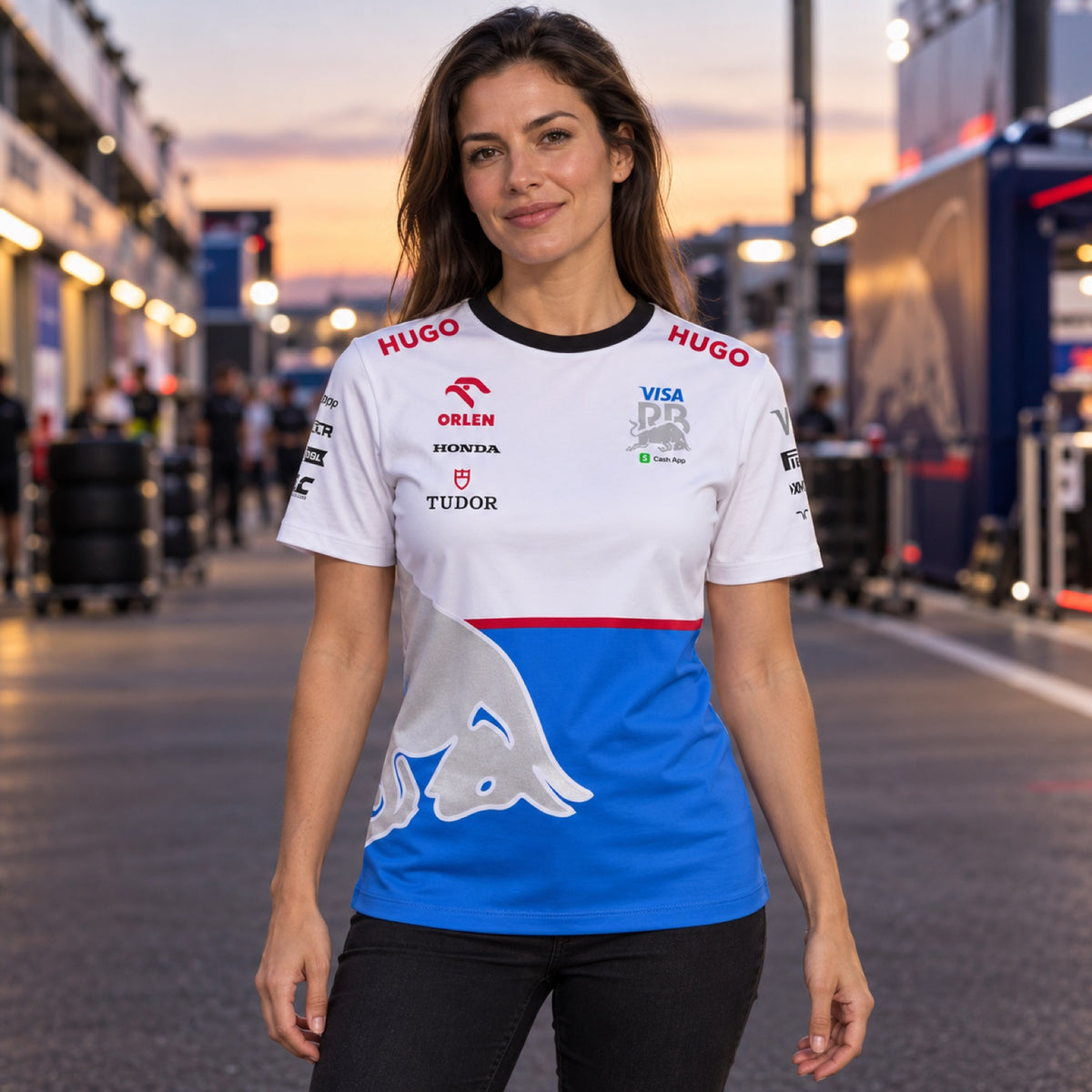 Tricou de echipă de damă Visa Cash App RB F1 Team – fotografie ilustrativă (AI)