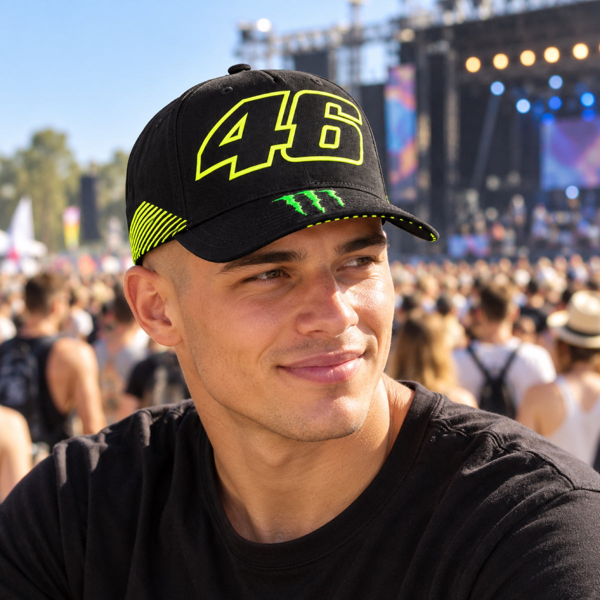 Șapcă VR46 Valentino Rossi – neagră #46 – fotografie ilustrativă (AI)