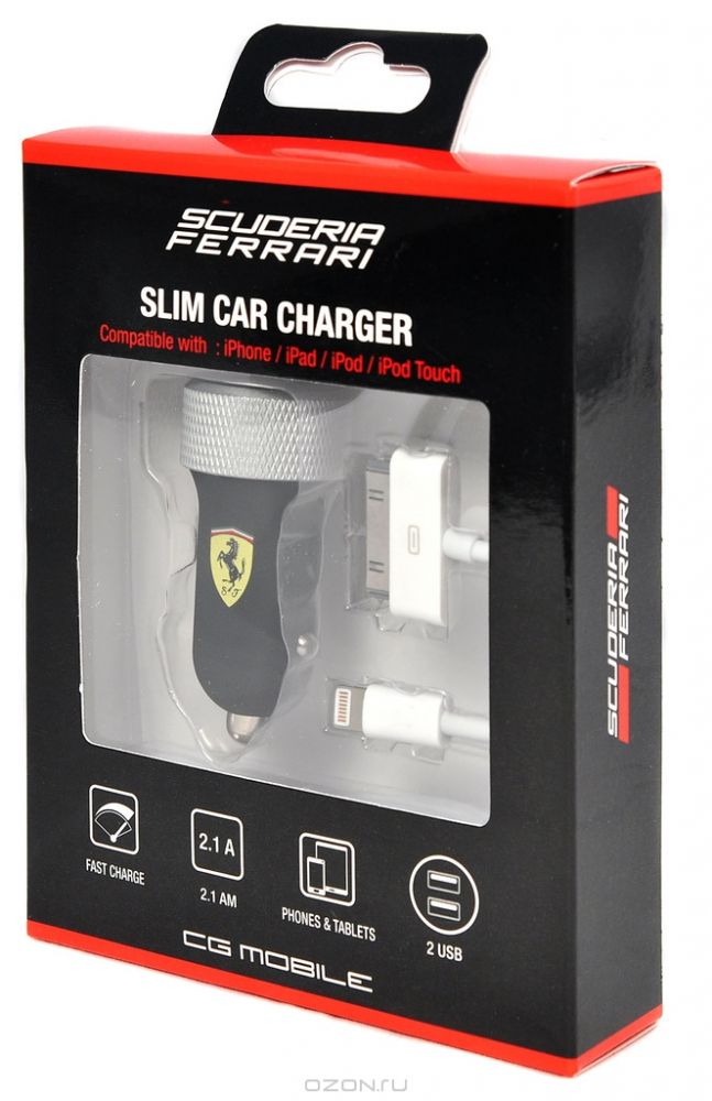 Încărcător auto Scuderia Ferrari pentru iPhone, negru