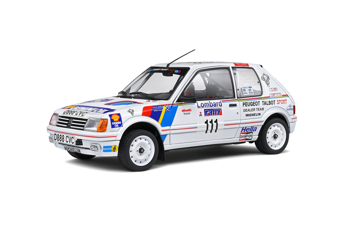 Machetă Solido Peugeot 205 GTI Colin McRae 1:18 Lombard Rally 1988