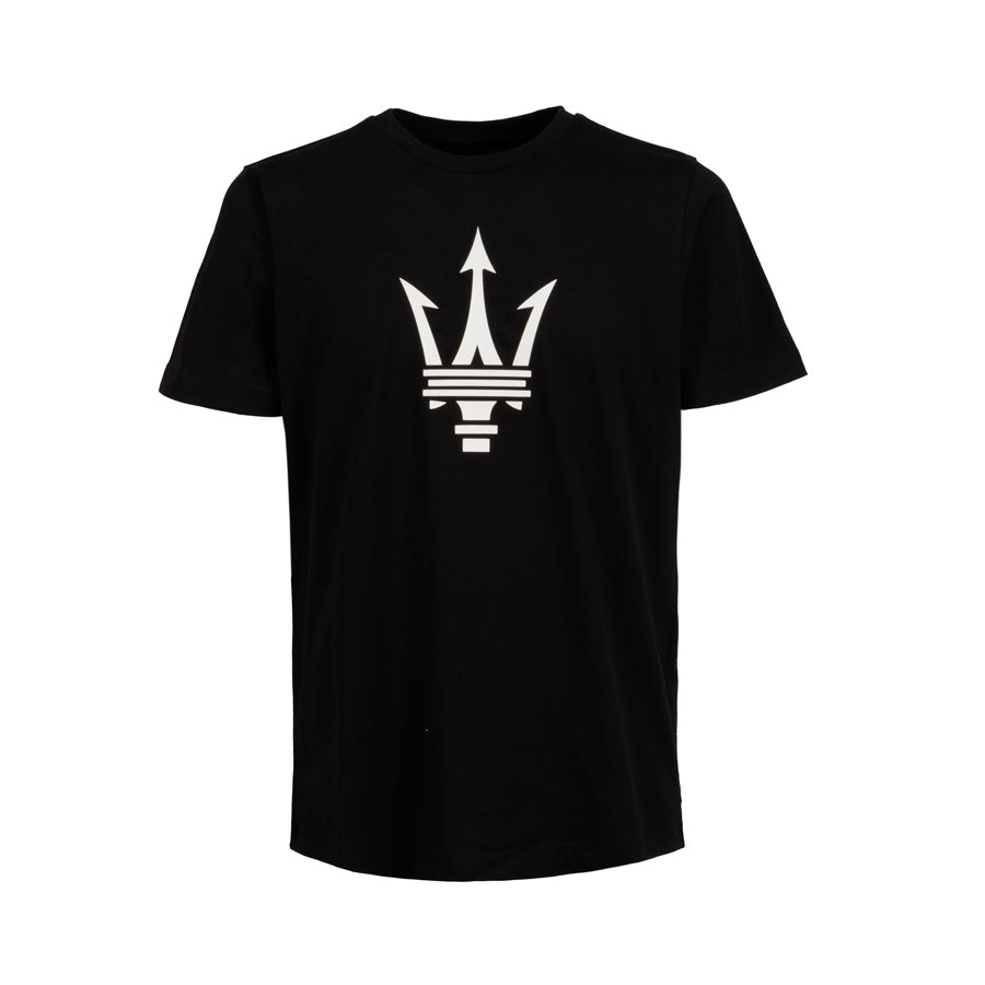 Tricou bărbătesc Maserati cu logo mare al tridentului, negru