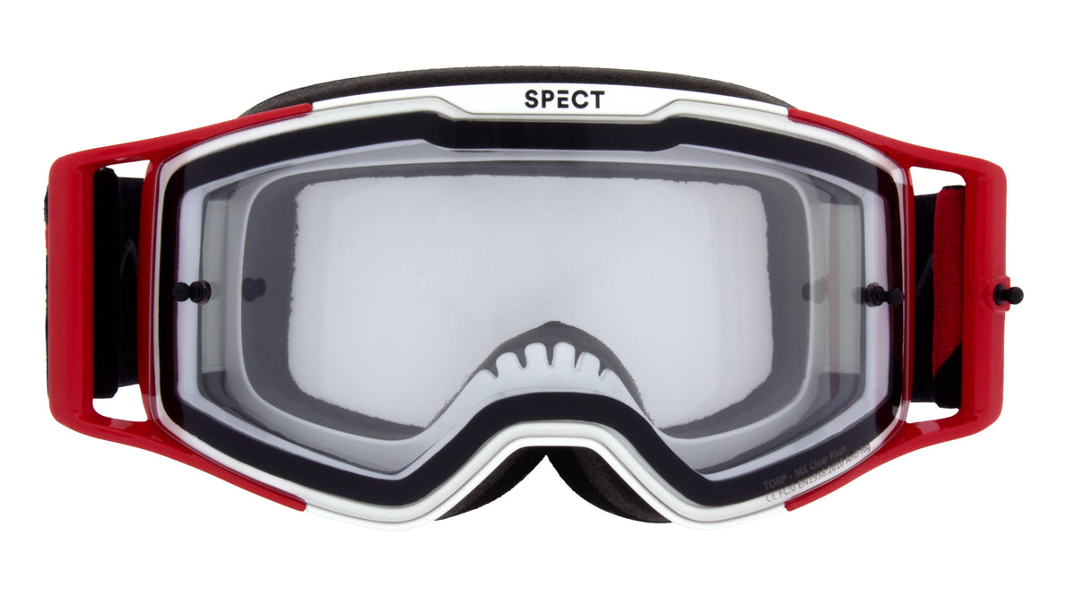 Red Bull Spect TORP motocross goggles white and red with clear lens