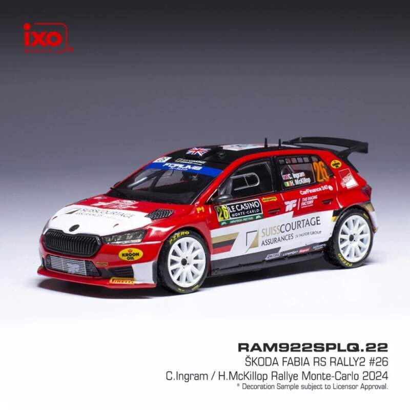 Machetă IXO Škoda Fabia Rally2 2024 N.26 C. Ingram – Rally Monte Carlo