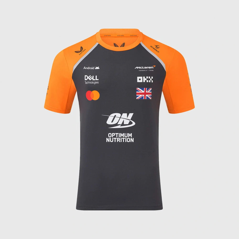 Tricou de echipă McLaren F1 Lando Norris cu logo-urile sponsorilor – gri închis