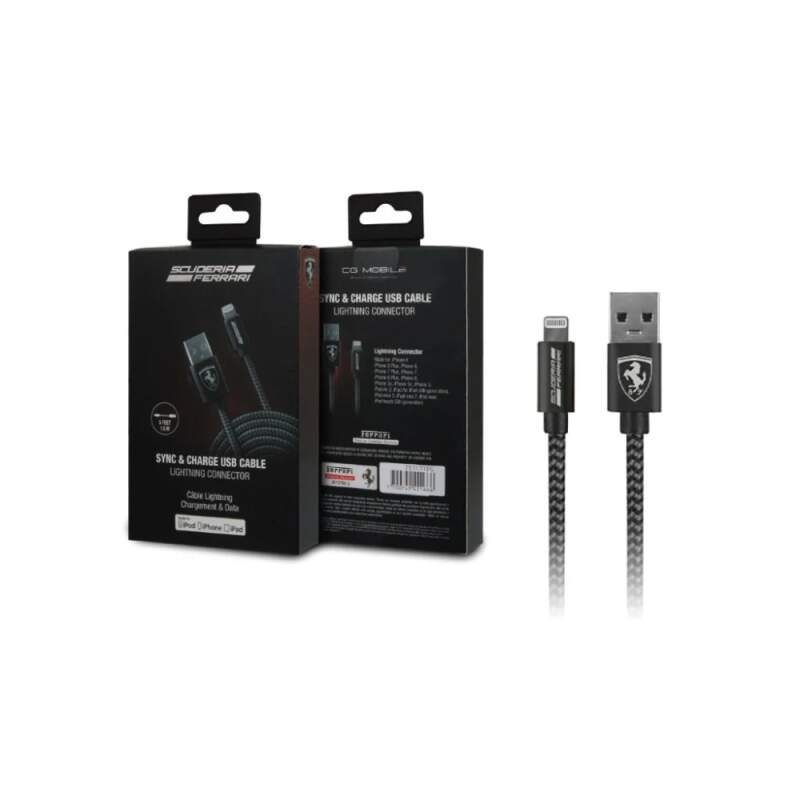 Cablu de încărcare Scuderia Ferrari pentru IPHONE - Lightning negru