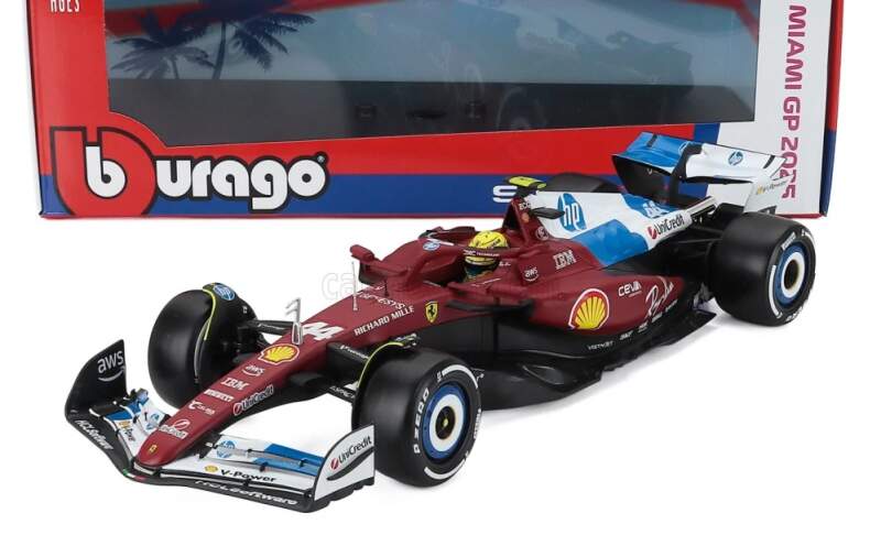 Machetă Scuderia Ferrari SF-25 BBurago #44 Lewis Hamilton Miami GP
