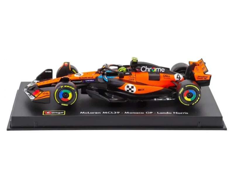 Machetă McLaren F1 MCL39 BBurago #4 Lando Norris Monaco 2025 1:43 Signature