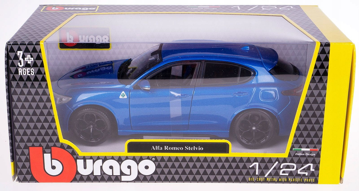 Machetă Alfa Romeo Stelvio Q4 Quadrifoglio 1:24 albastră