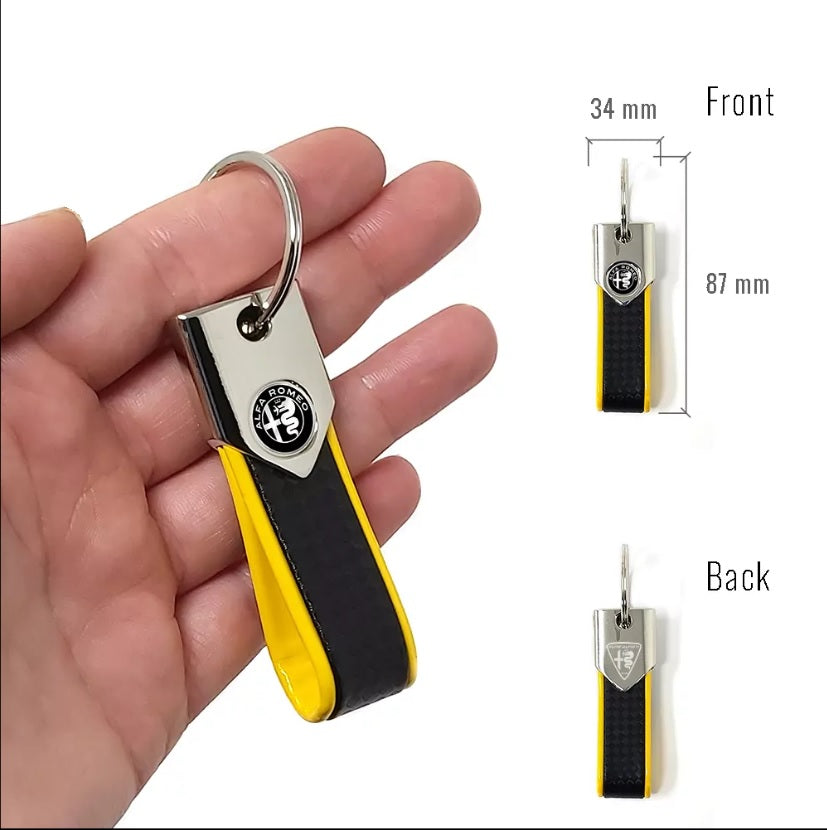 Alfa Romeo BAND carbon keyring yellow