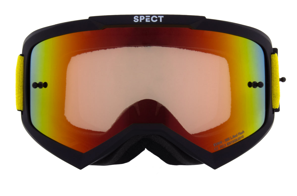 Ochelari de motocros Red Bull Spect EVAN negri cu lentilă roșu-galbenă