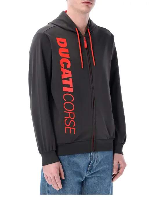 Hanorac pentru fani Ducati Corse gri închis cu logo