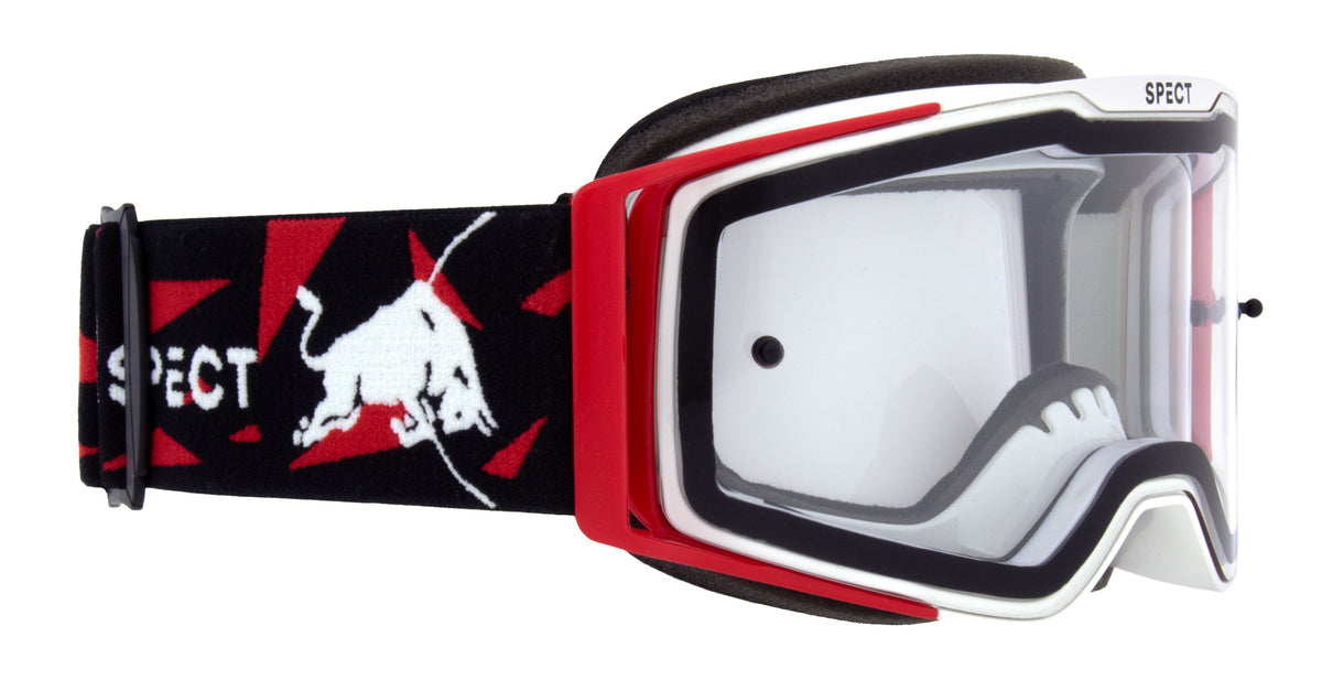 Red Bull Spect TORP motocross goggles white and red with clear lens