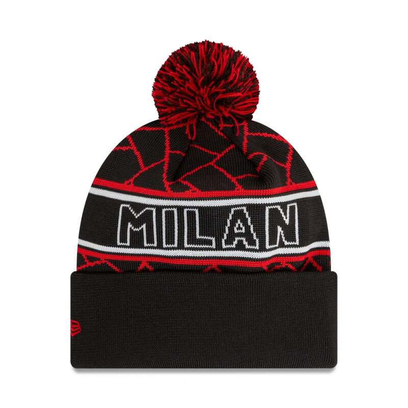 Căciulă de iarnă AC MILAN vintage neagră cu ciucure