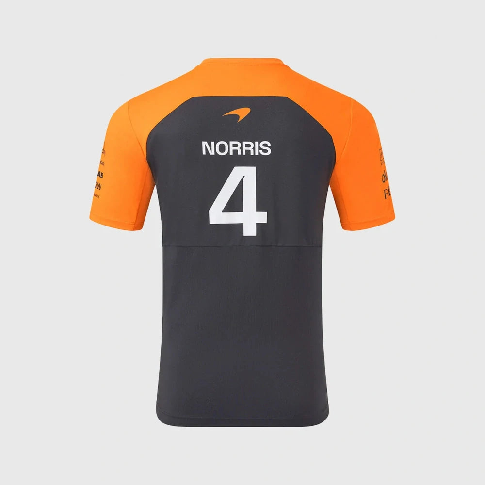 Tricou de echipă McLaren F1 Lando Norris cu logo-urile sponsorilor – gri închis