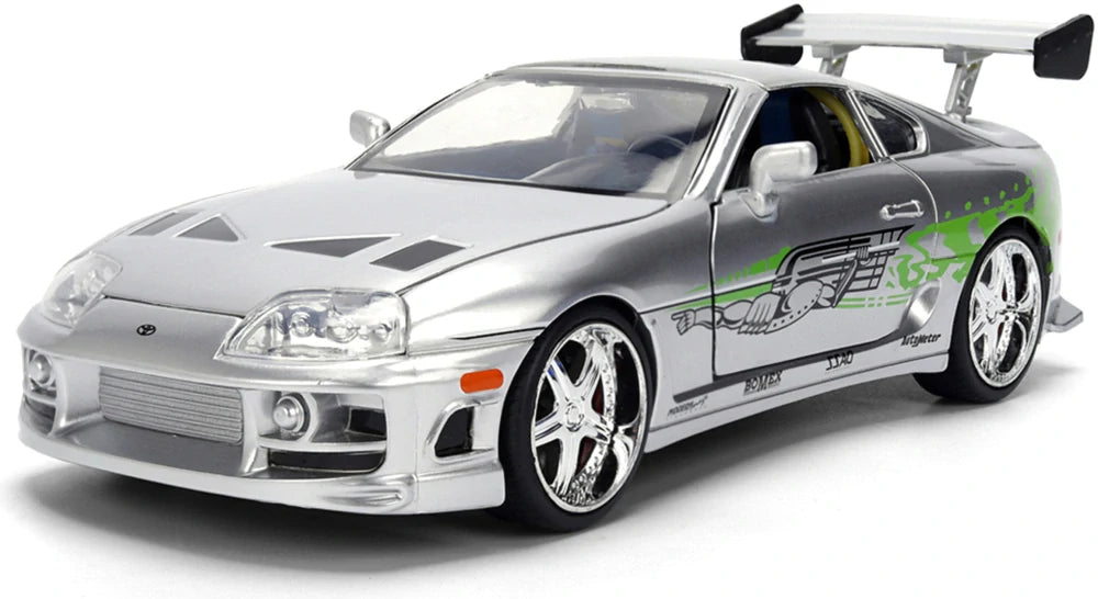 Machetă Jada Fast & Furious Brian's Toyota Supra 1995 1:24 – 25th Anniversary Silver