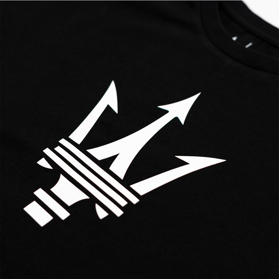 Tricou bărbătesc Maserati cu logo mare al tridentului, negru