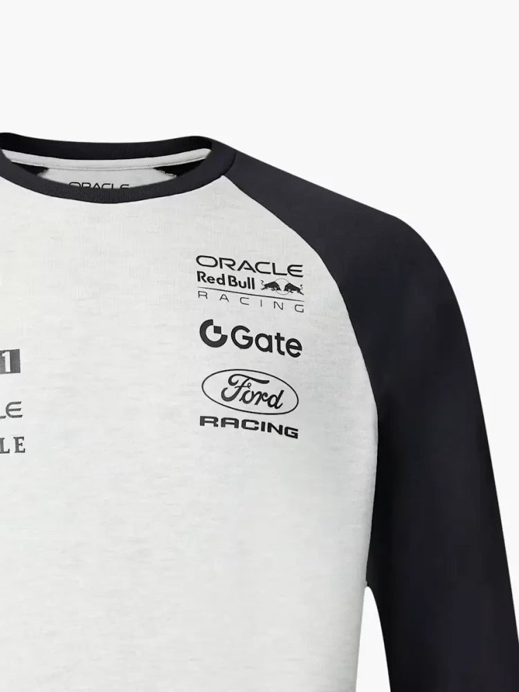 Bluză de echipă cu mânecă lungă Oracle Red Bull Racing Classic cu logo-urile sponsorilor – gri