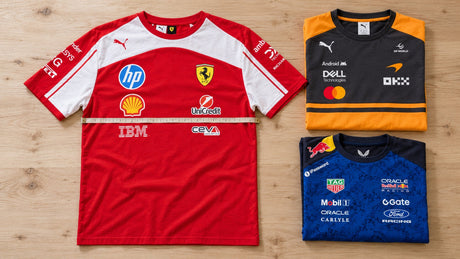 Tabele de mărimi pentru îmbrăcămintea echipelor F1 și MotoGP: Puma, Castore, Adidas și New Era – imagine ilustrativă generată cu AI