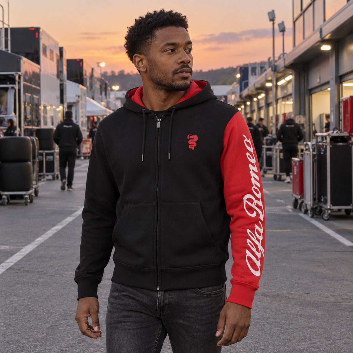 Alfa Romeo Zip Hoodie with AR Logo – Black – S – ilustrační foto (AI)