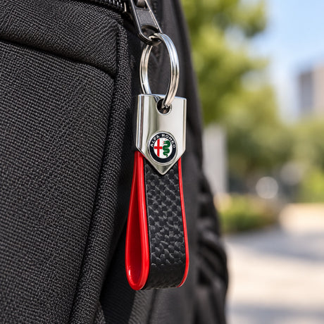 Breloc Alfa Romeo BAND – Carbon Red – fotografie ilustrativă (AI)