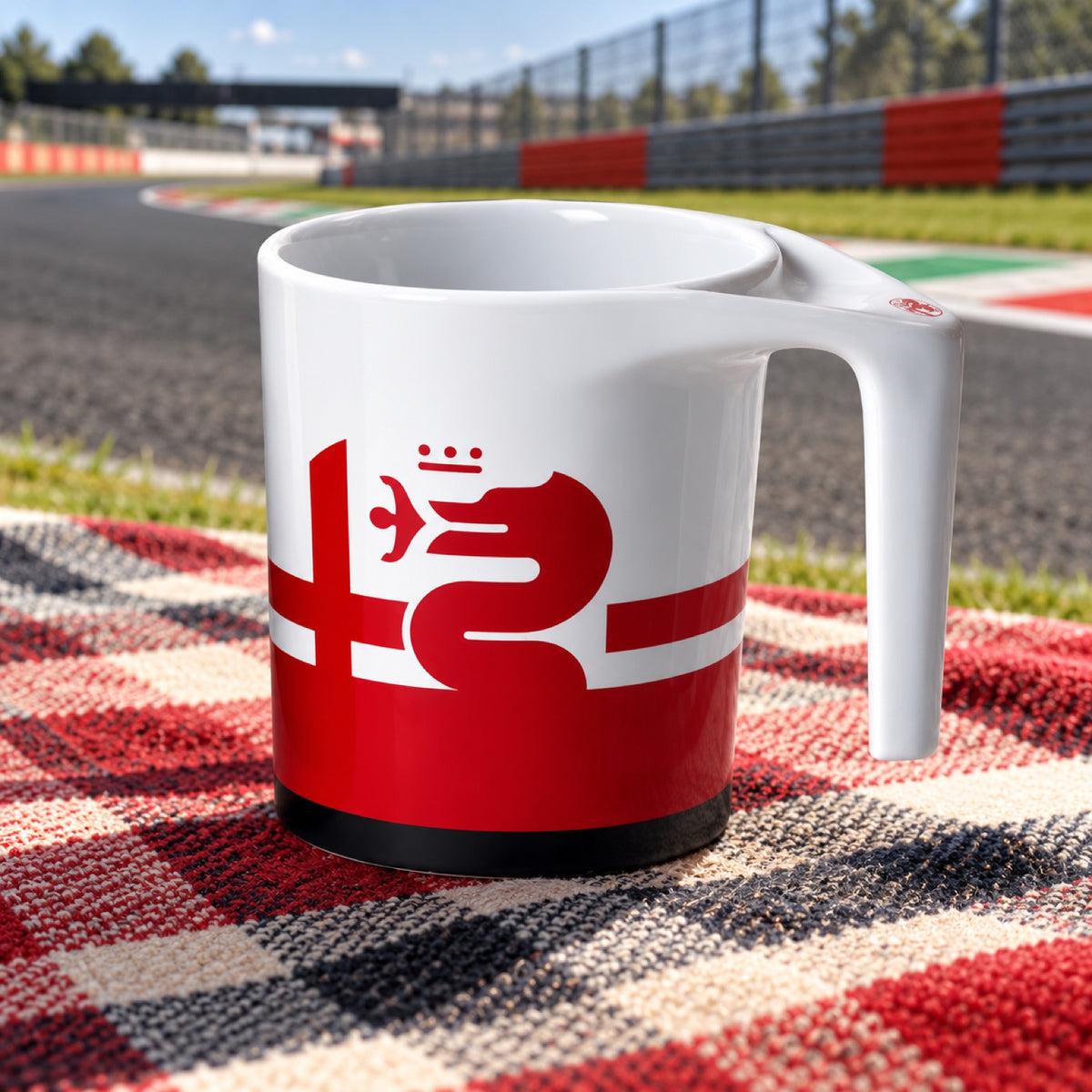 Alfa Romeo Ceramic Mug with Logo – illustrative photo (AI)