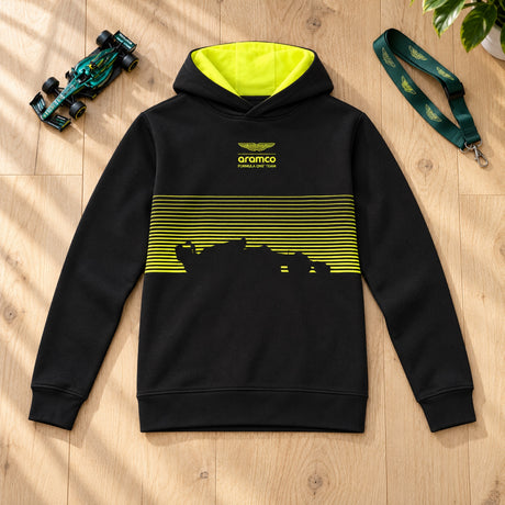 Aston Martin F1 Team Kids' GRAPHIC Fan Hoodie – Black – 152 cm – illustrative photo (AI)