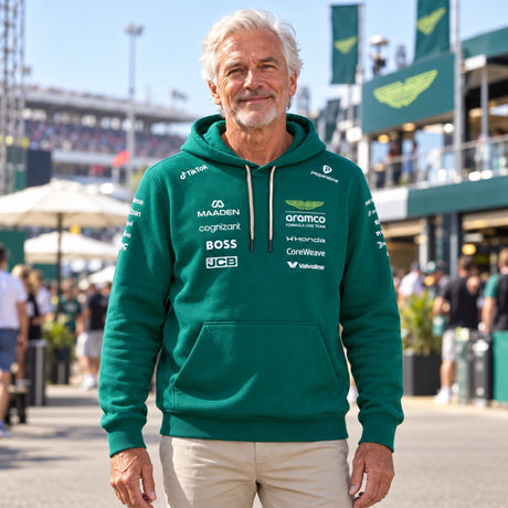 Aston Martin F1 Team Hoodie with Sponsor Logos – illustrative photo (AI)