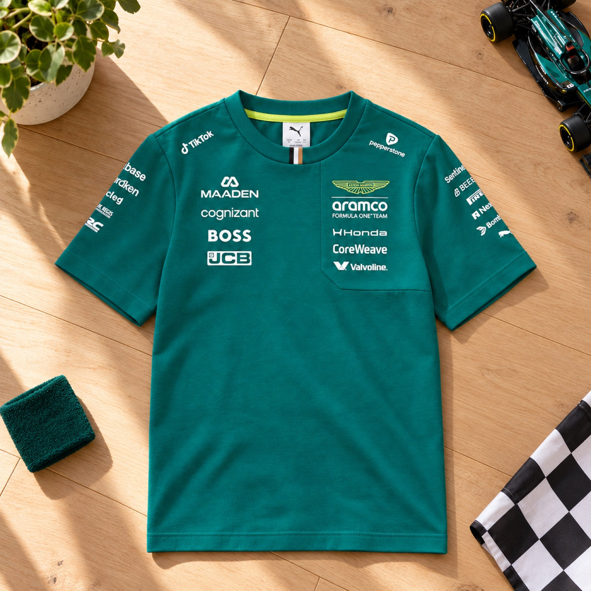 Aston Martin F1 Team Kids' T-Shirt 2026 – Green – ilustrační foto (AI)