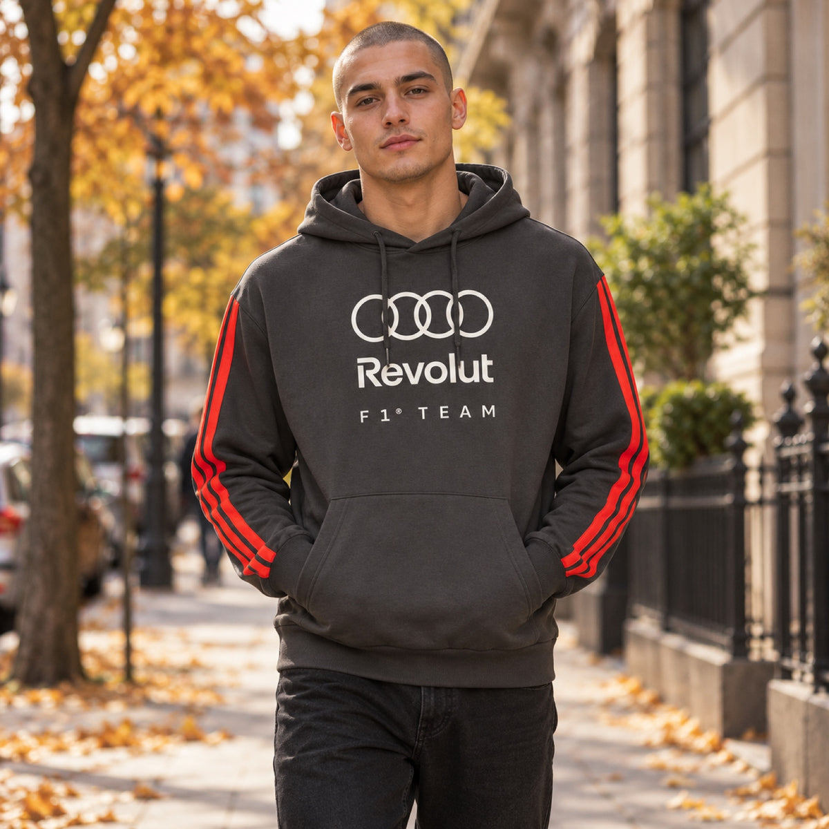 Hanorac Audi Revolut F1 x Adidas – gri, ediție casual – fotografie ilustrativă (AI)