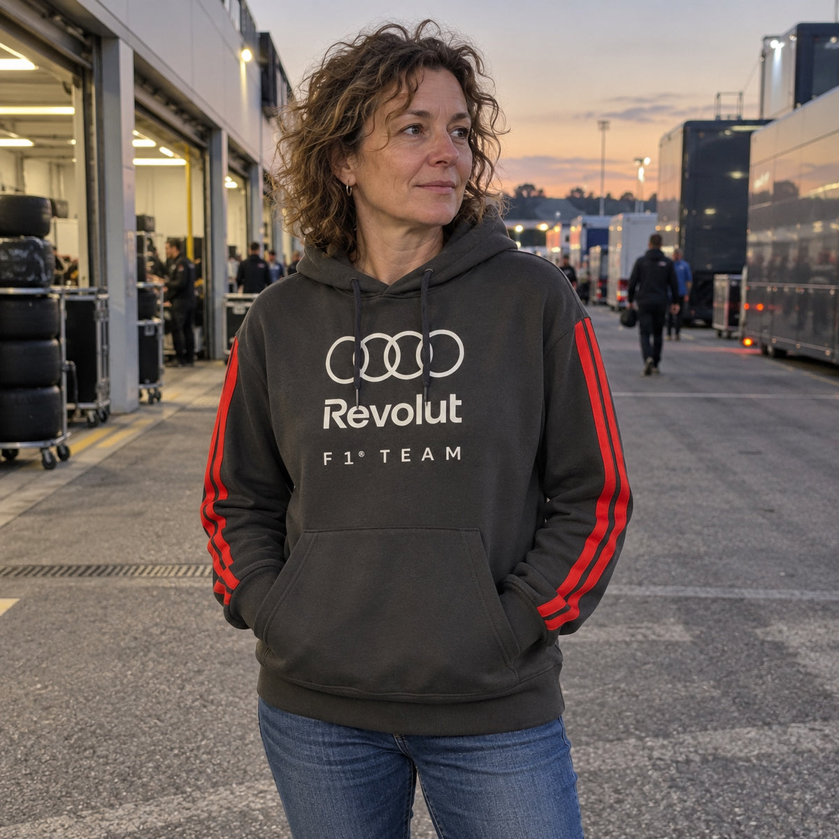 Audi Revolut F1 x Adidas Hoodie – Grey, Lifestyle Edition – ilustrační foto 2 (AI)