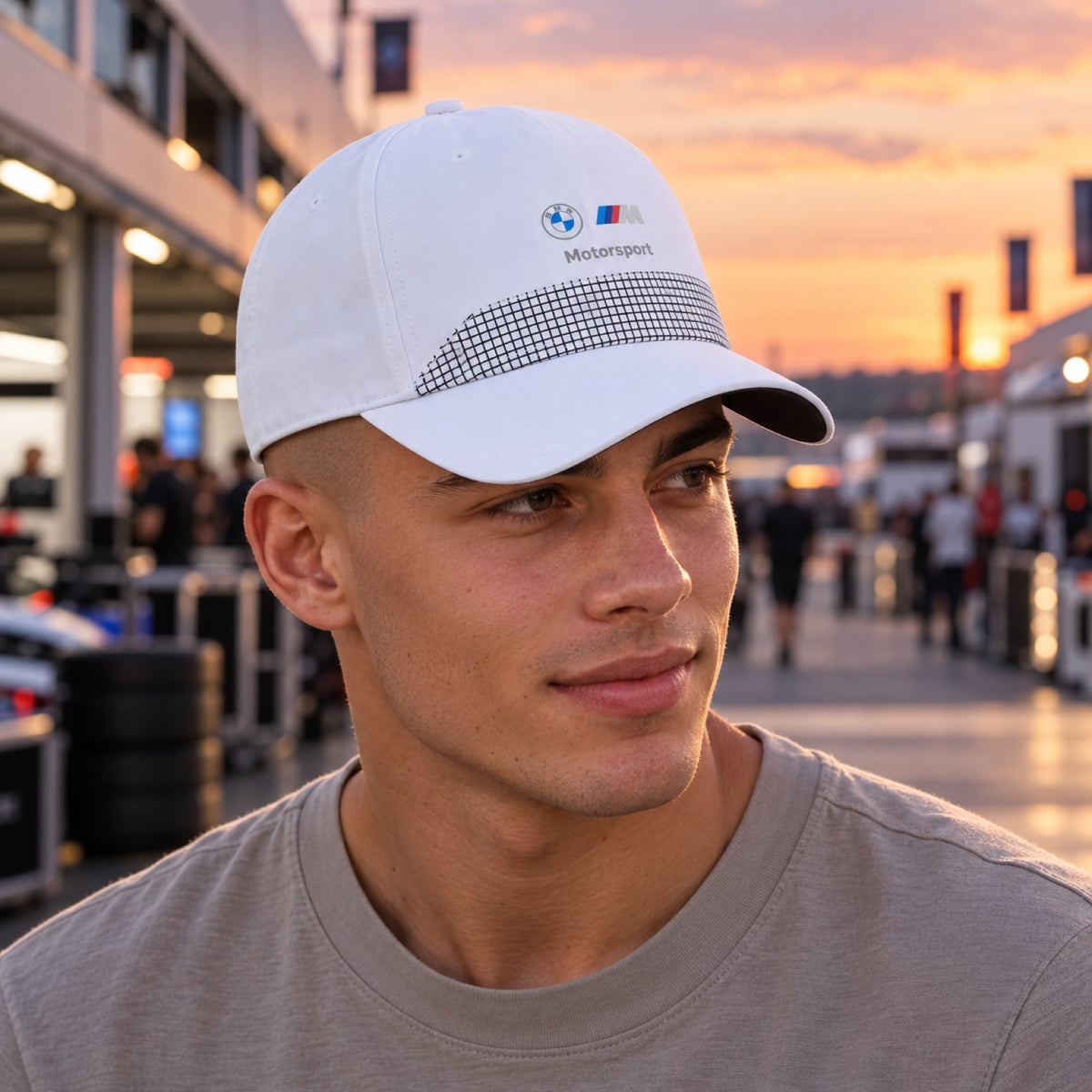 BMW Motorsport Cap with Logo – White – illustrative photo (AI)