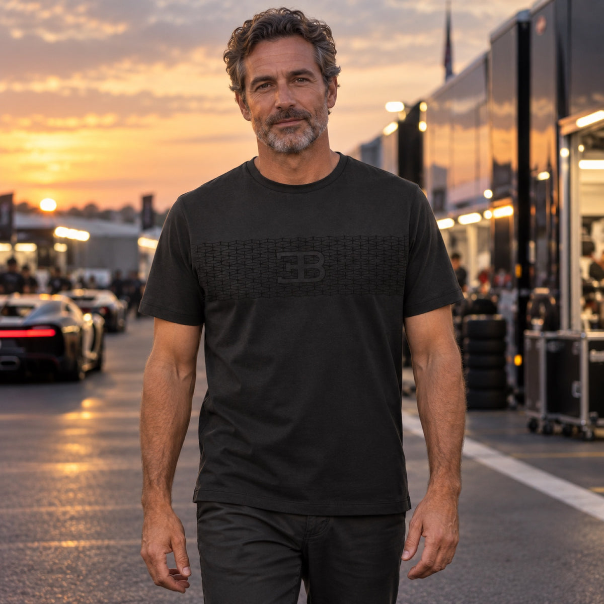 Tricou bărbătesc Bugatti cu logo – negru – fotografie ilustrativă (AI)