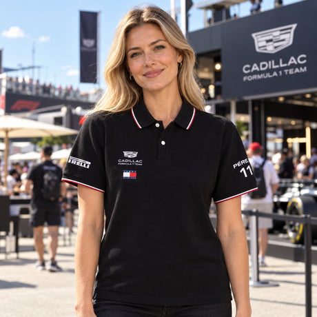 Tricou polo Sergio Perez Cadillac F1 x Tommy Hilfiger – ediție de echipă – fotografie ilustrativă (AI)