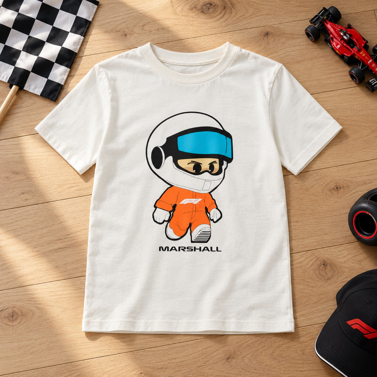 Tricou pentru fani pentru copii Formula 1 – comisar de traseu – 152 cm – fotografie ilustrativă (AI)
