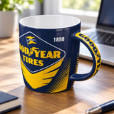 Cană ceramică Goodyear cu design – fotografie ilustrativă (AI)