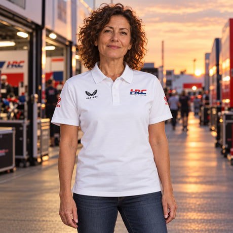 Tricou polo de echipă HRC Honda MotoGP HRC – alb – fotografie ilustrativă (AI)