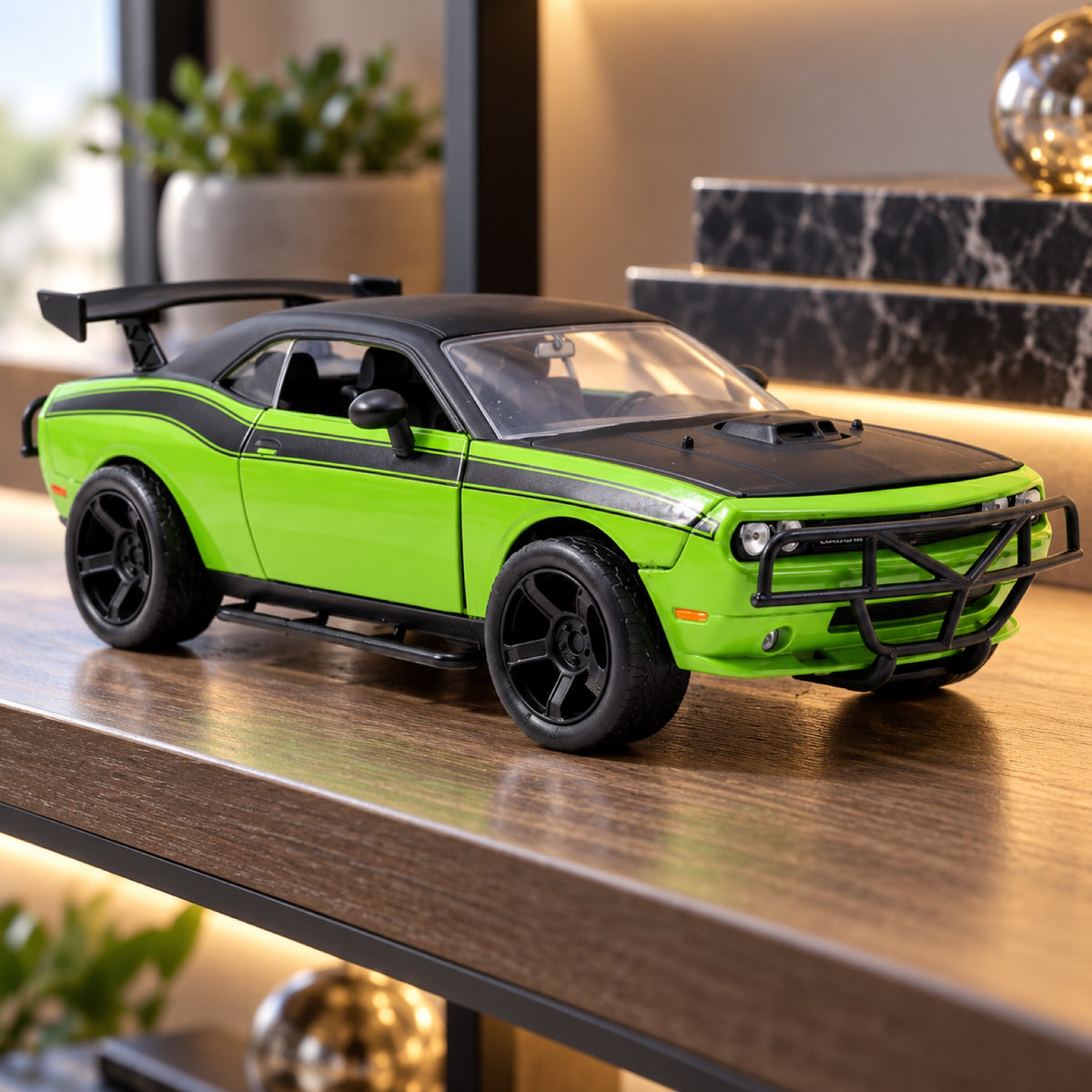 Fast & Furious Dodge Challenger SRT8 Off-Road Model 1:24 – Green/Black – illustrative photo (AI)