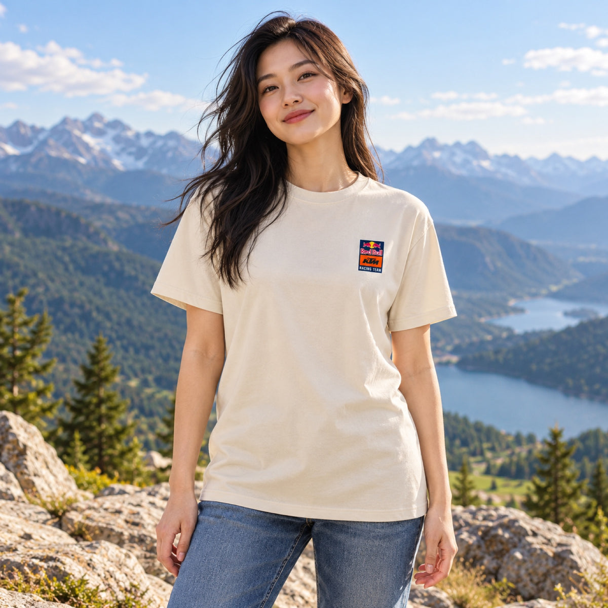 Tricou pentru fani KTM Red Bull Racing SUNSET – nisipiu – fotografie ilustrativă (AI)