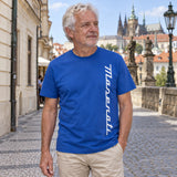 Maserati Men's T-Shirt with Maserati Lettering – Blue – ilustrační foto (AI)